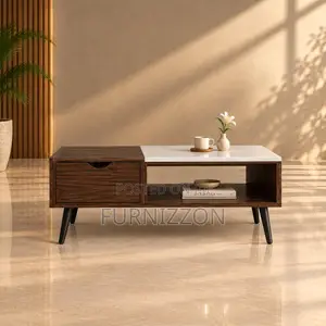 Walnut Marble-Top Coffee Table