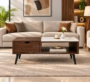 Walnut Marble-Top Coffee Table