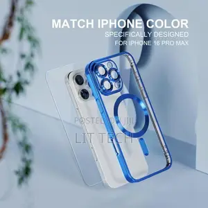 iPhone 16 Pro Max MagSafe Case With Camera Lens Protector-Blue