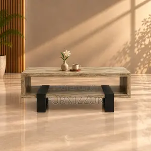 Rustic Oak Block-Leg Coffee Table