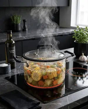 4 PCs Set Borosilicate Glass Cooking Pots With Insulated Handles