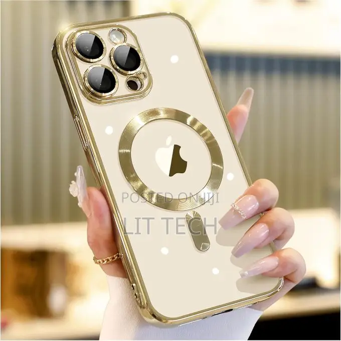 iPhone 13 Pro Magsafe Phone Case, Gold Electroplated Clear Case