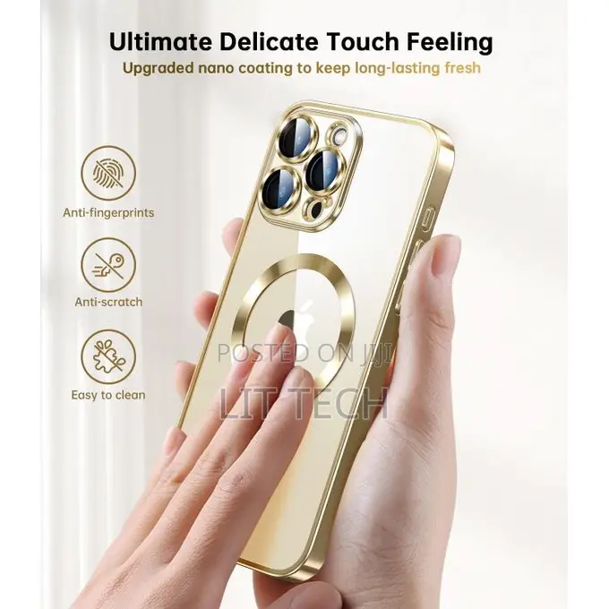 iPhone 13 Pro Magsafe Phone Case, Gold Electroplated Clear Case