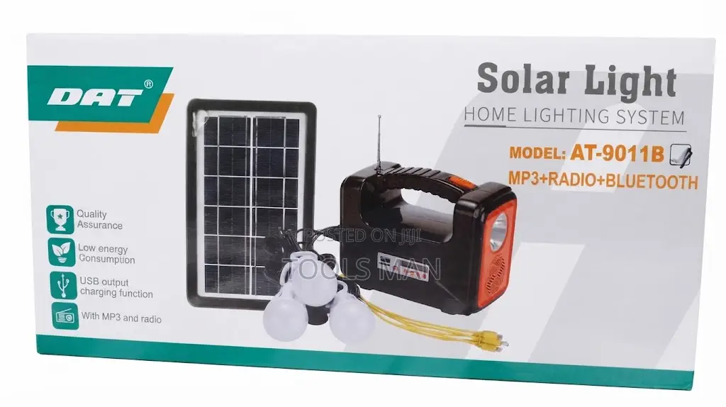 DAT AT-9011B Solar Home Lighting System + MP3/Radio 4 Bulbs