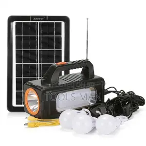 Solar Home Lighting System + MP3/Radio 4 LED Bulbs.DAT Rechargeable