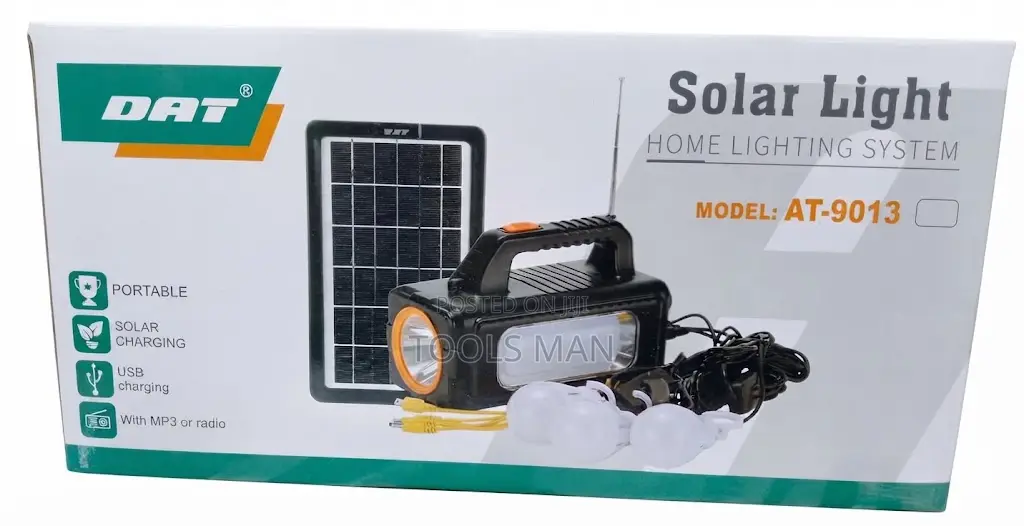 Solar Home Lighting System + MP3/Radio 4 LED Bulbs.DAT Rechargeable
