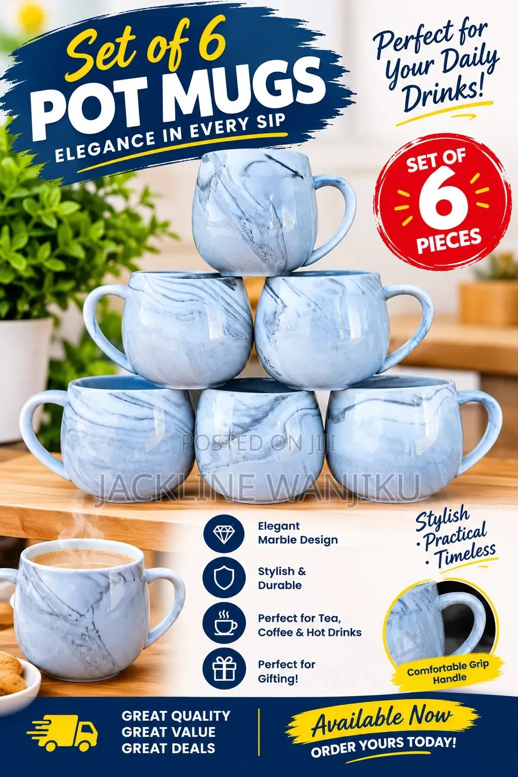 *Set of 6 Pot Mugs 