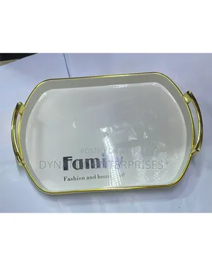 Serving Trays With Golden Handle for Breakfast - With Family Writing