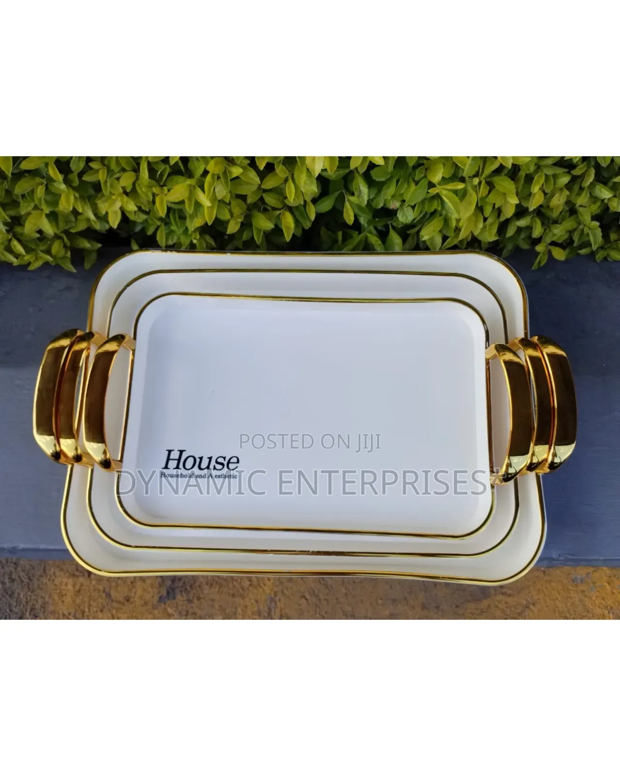 Serving Trays With Golden Handle for Breakfast - With Family Writing