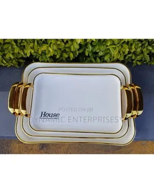 Serving Trays With Golden Handle for Breakfast - With Family Writing