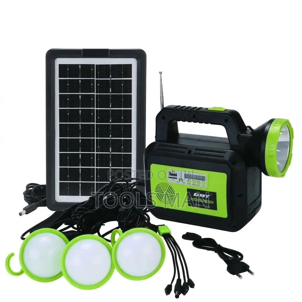 DAT Solar Home Lighting System Kit With FM Radio Phone Charger. 9035
