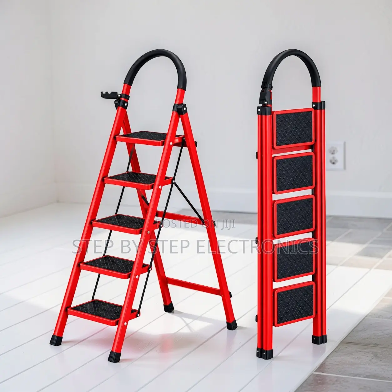 2,3,4 and 5 Step Folding Ladder Wide Steps for Outdoor Maintenance