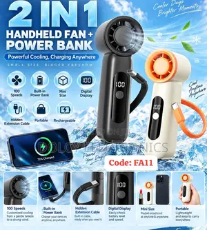 2-in-1handnbMini Uilheld Fan+it Powerbank With Hidden typeCcable FA11