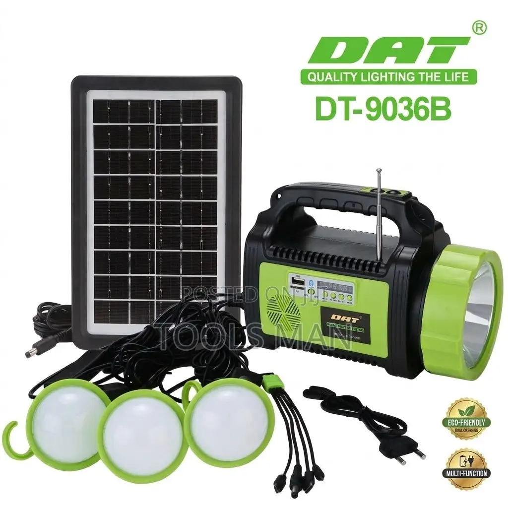Home Solar Lighting Kit.Bulb,Bluetooth,fm Radio Phone Charger.DAT9036