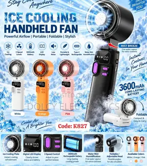 Ice Cooling Handheld Fan With Mist Breeze 