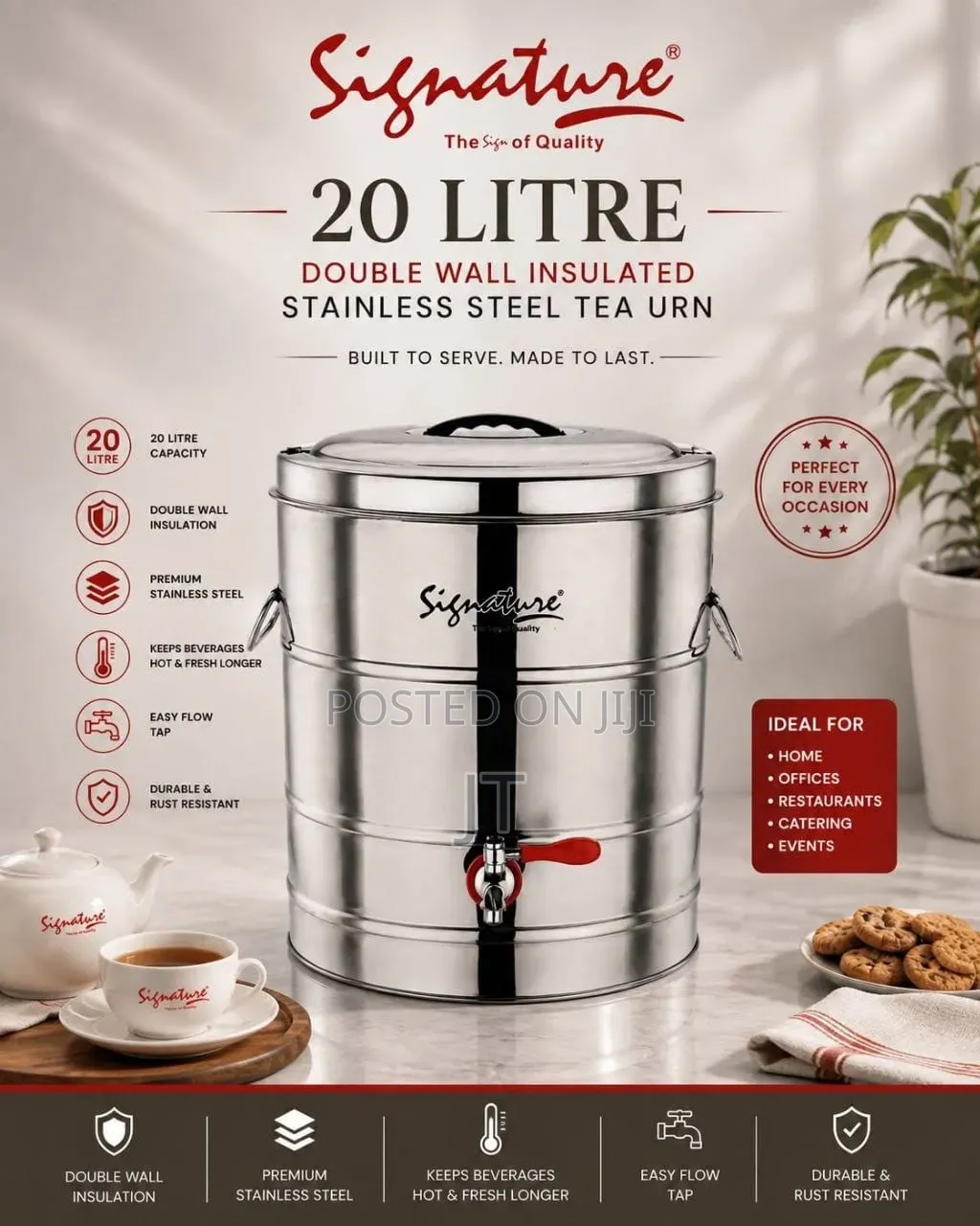 Double Insulated Stainless Tea Urn (10 L, 15l, 20l, 25l, 30l, 50l)