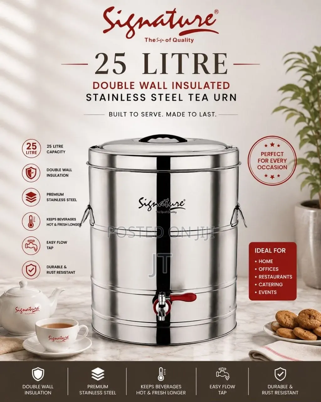 Double Insulated Stainless Tea Urn (10 L, 15l, 20l, 25l, 30l, 50l)