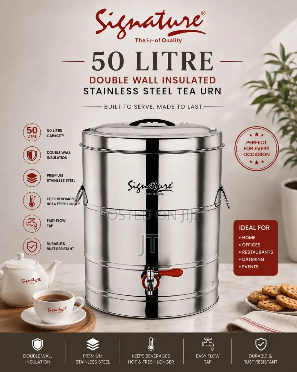 Double Insulated Stainless Tea Urn (10 L, 15l, 20l, 25l, 30l, 50l)