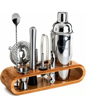 10pcs Cocktail Shaker Set Color: Silver Size: 10pcs