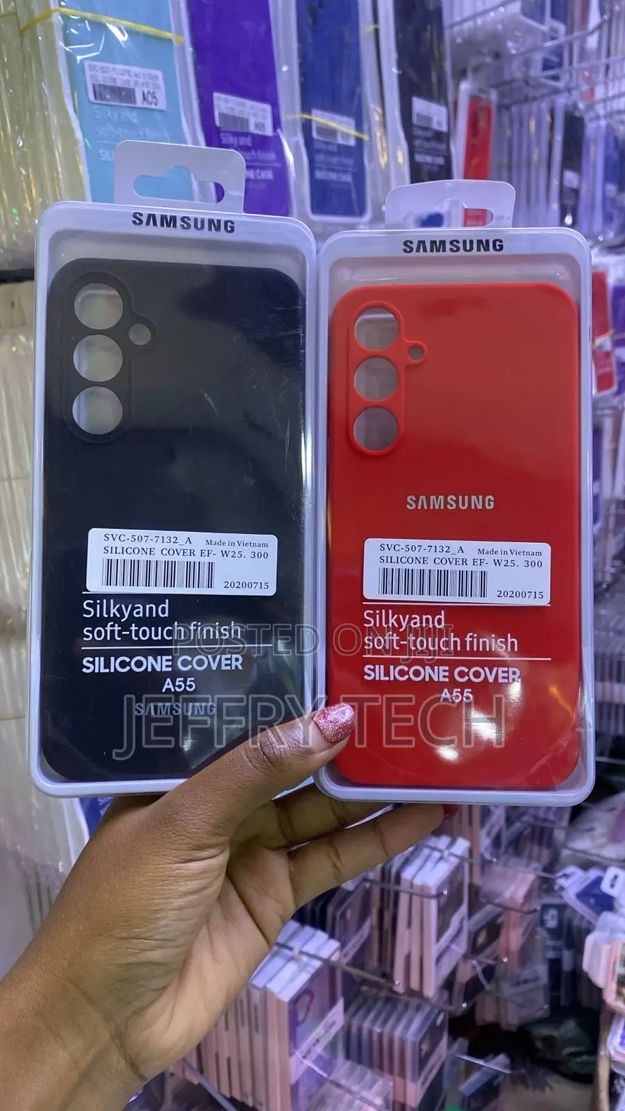 E Blue Samsung Galaxy A55 Silicone Cases Featuring a Silky, Soft-Touch
