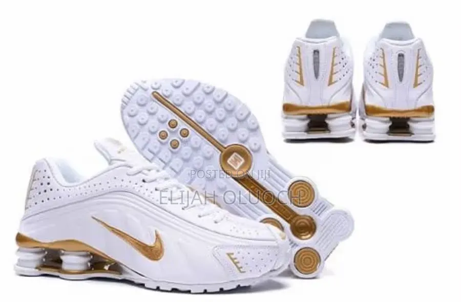 Nike Shox R4 . ” White Gold “ Quality Leather Size 40-46