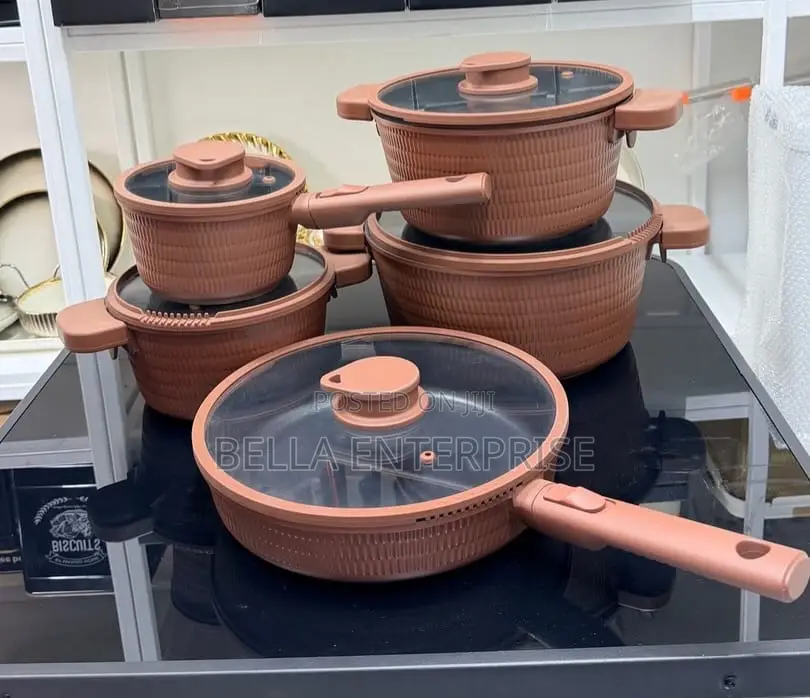 14pcs Brown Rattan Cookware Set