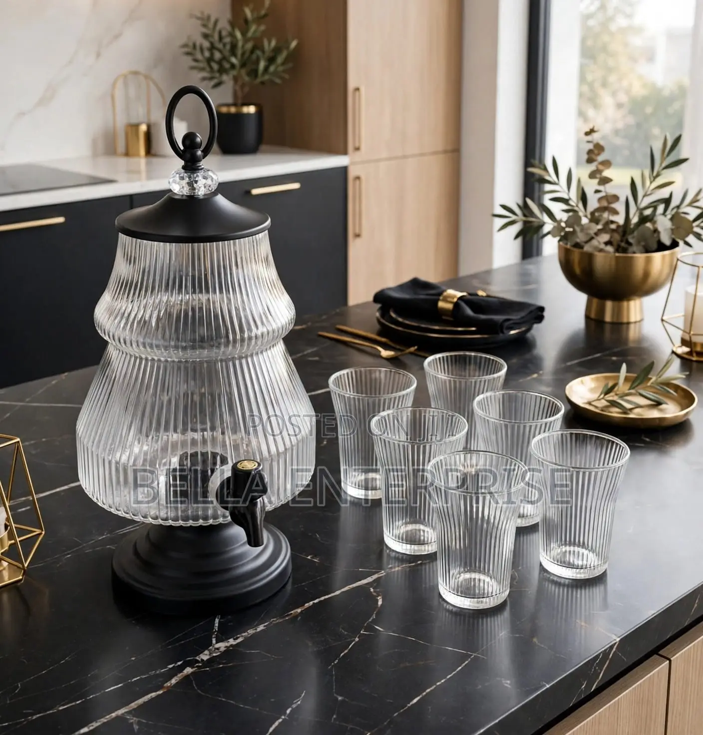 7pcs Luxury Glass Juice Dispenser Set