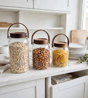 Premium Large Capacity Borosilicate Glass Storage Jar With Acacia Lid