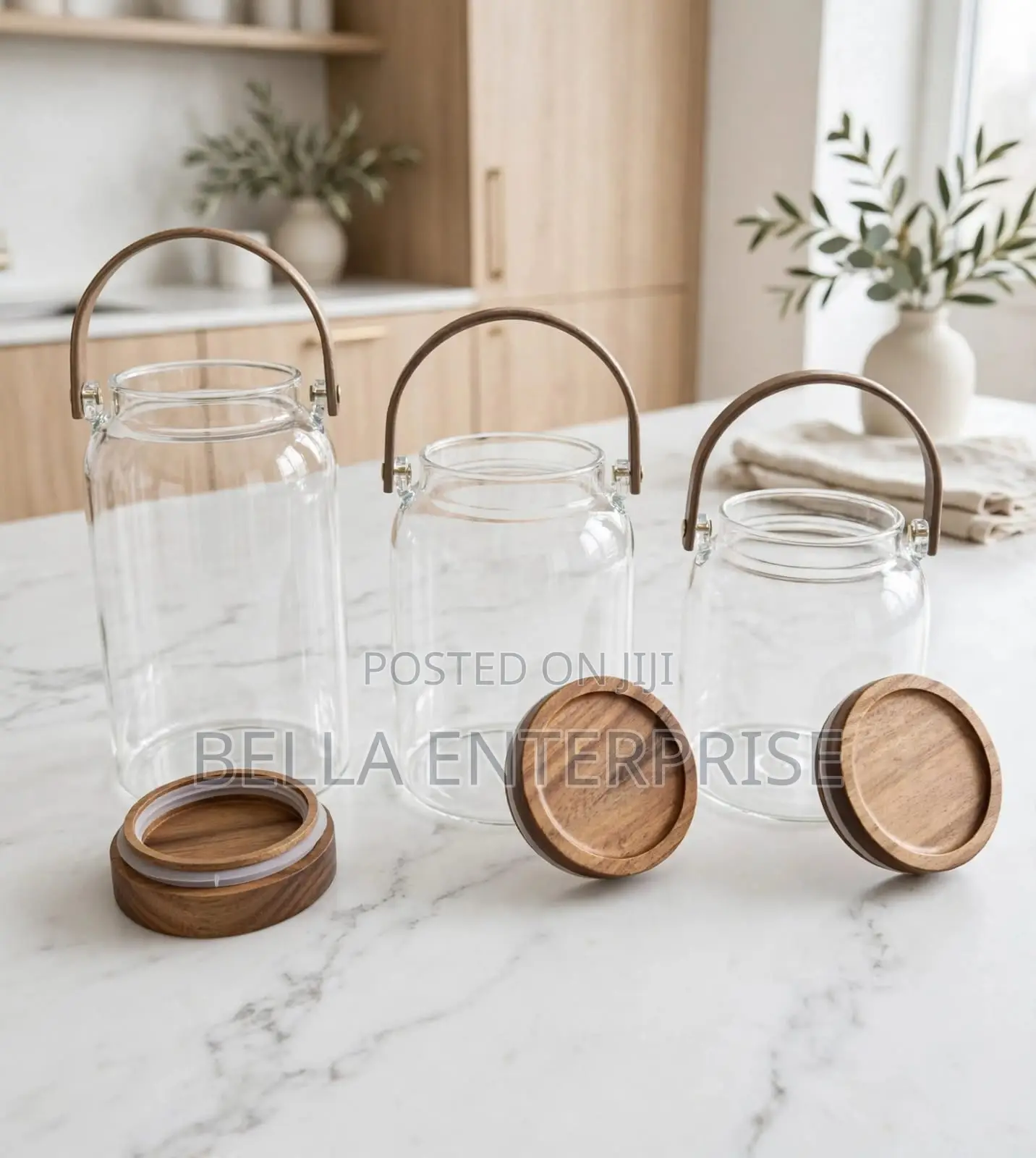 Premium Large Capacity Borosilicate Glass Storage Jar With Acacia Lid