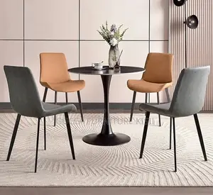 Black 4 Seater Dining Round Table