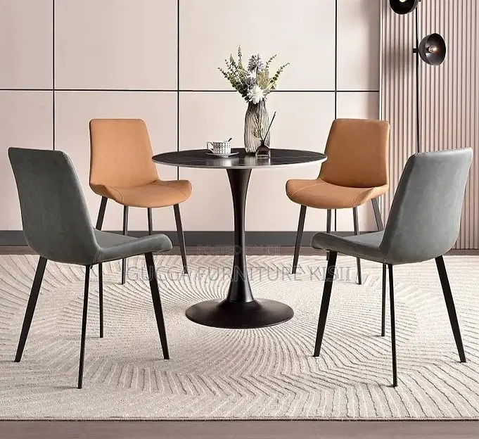 Black 4 Seater Dining Round Table