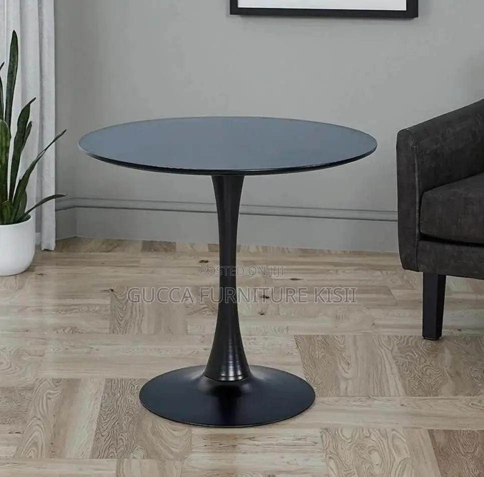 Black 4 Seater Dining Round Table