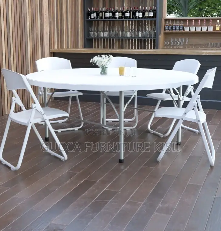 White 150cm Foldable Round Patio Table