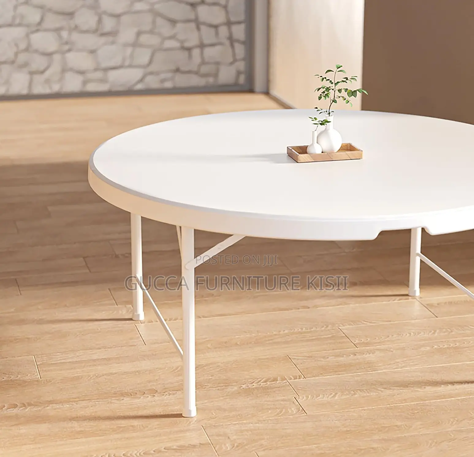 White 150cm Foldable Round Patio Table