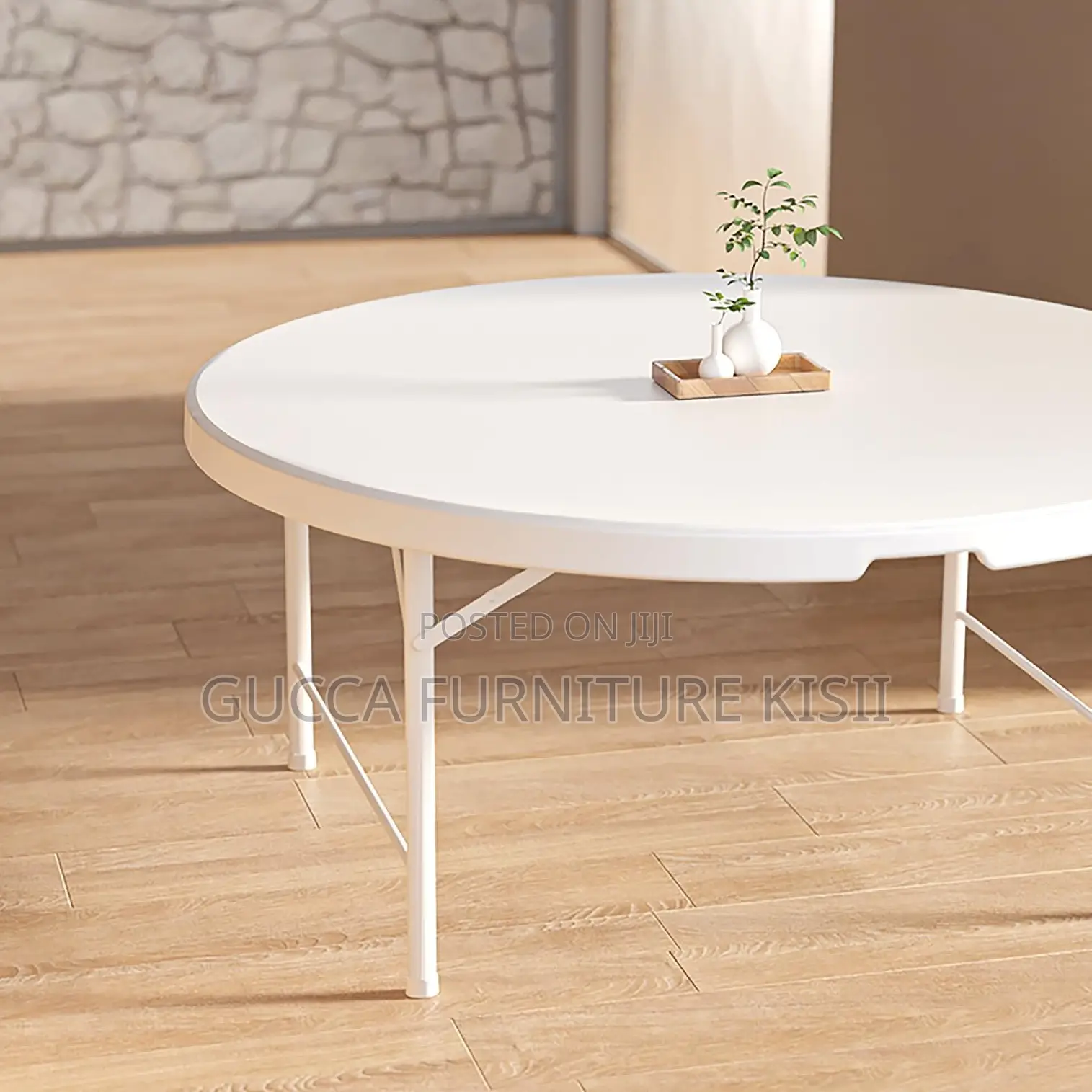 White 150cm Foldable Round Patio Table