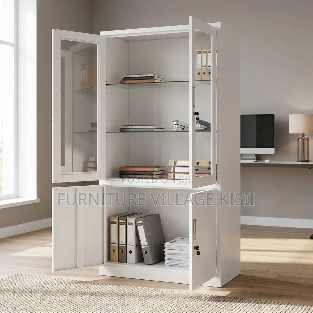 Half Glass Metallic Filing Cabinet