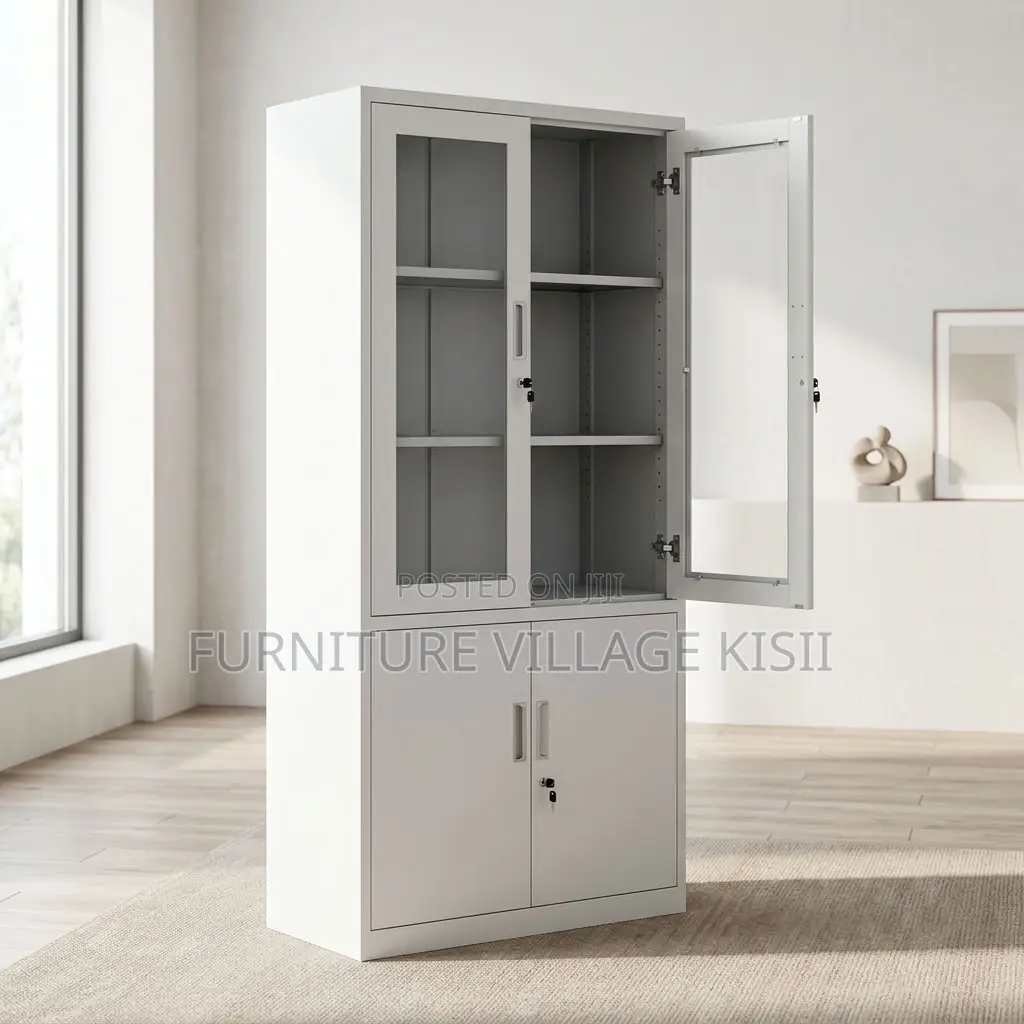 Half Glass Metallic Filing Cabinet