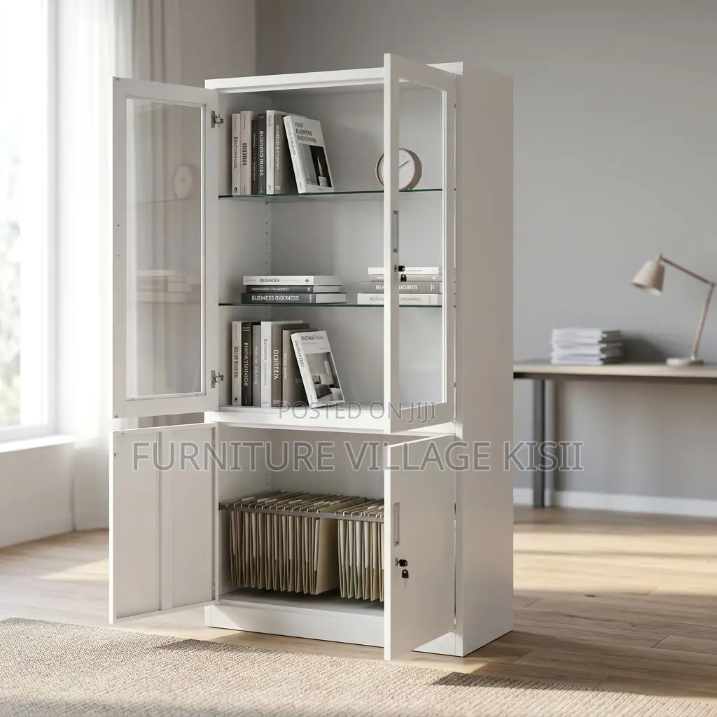 Half Glass Metallic Filing Cabinet