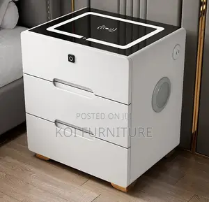 Bedside Table : Modern Smart White Nightstand