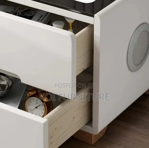 Bedside Table : Modern Smart White Nightstand