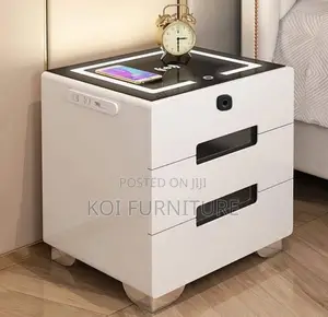Bedside Table : Modern Smart White Nightstand