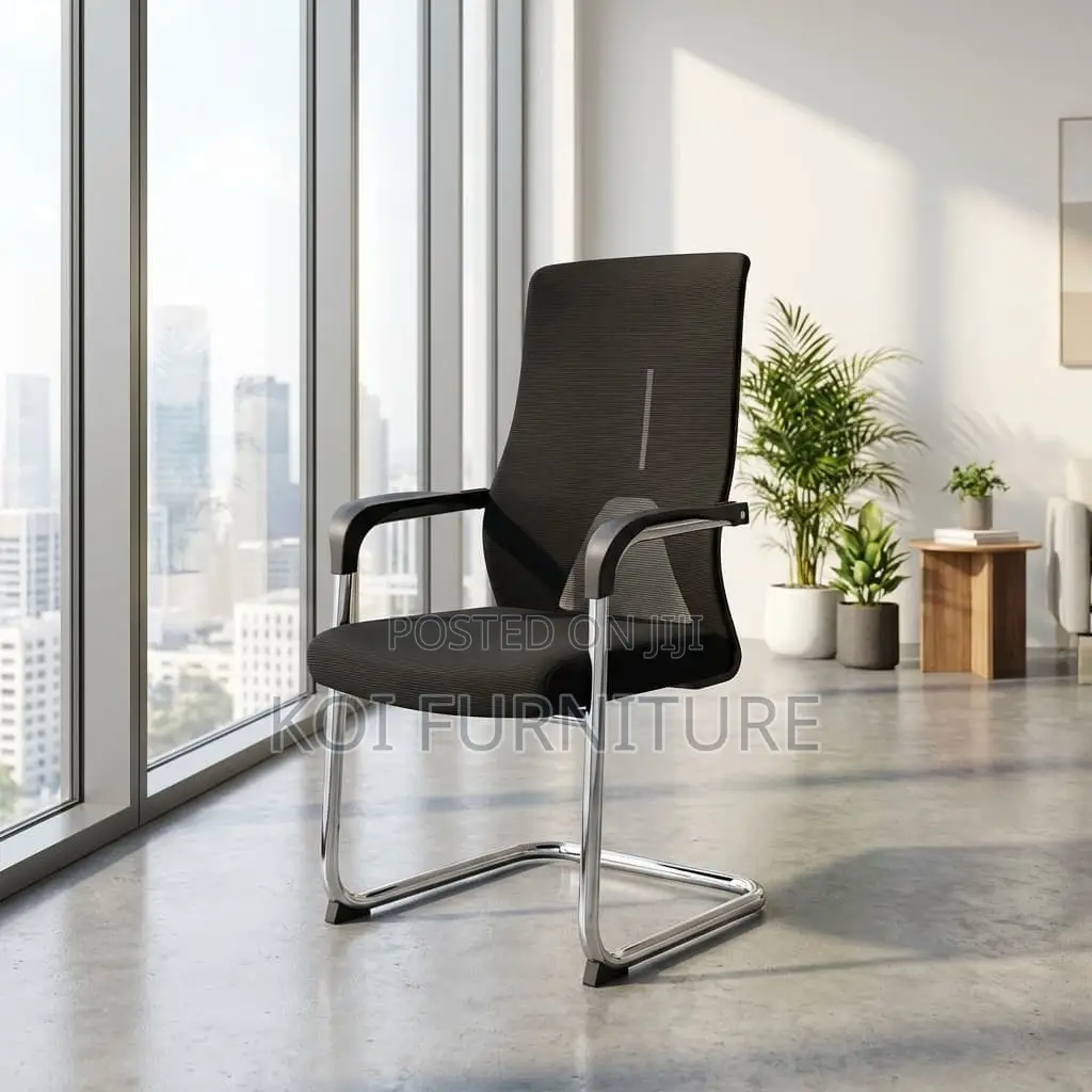 Office Chair : Black Ergonomic Mesh Office Visitor Chair