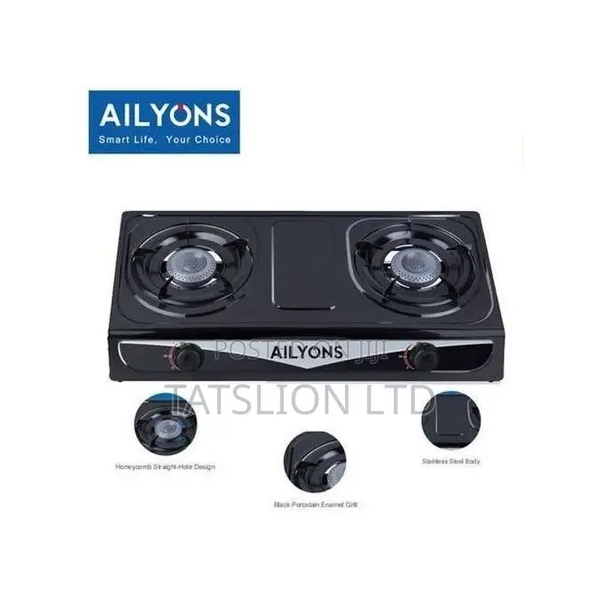 AILYONS 2 Burner Tabletop Auto-Ignition Stainless Steel Gas Cooker