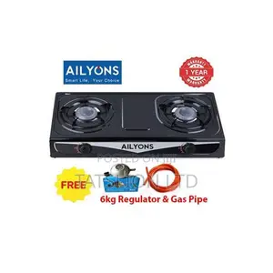 AILYONS 2 Burner Tabletop Auto-Ignition Stainless Steel Gas Cooker