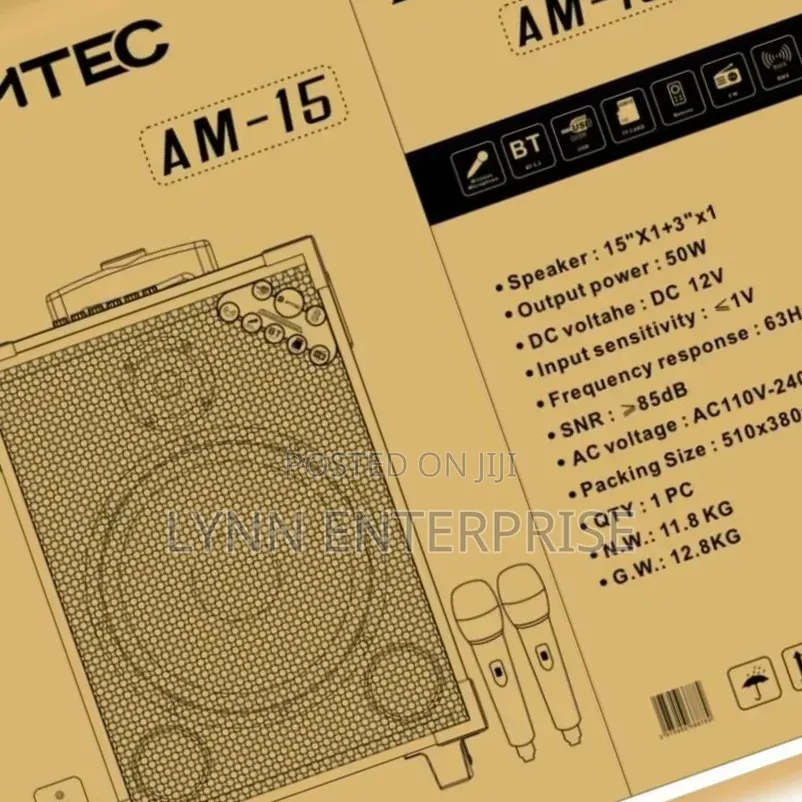 Amtec Trolley Speaker 15" AM15 With Microphone