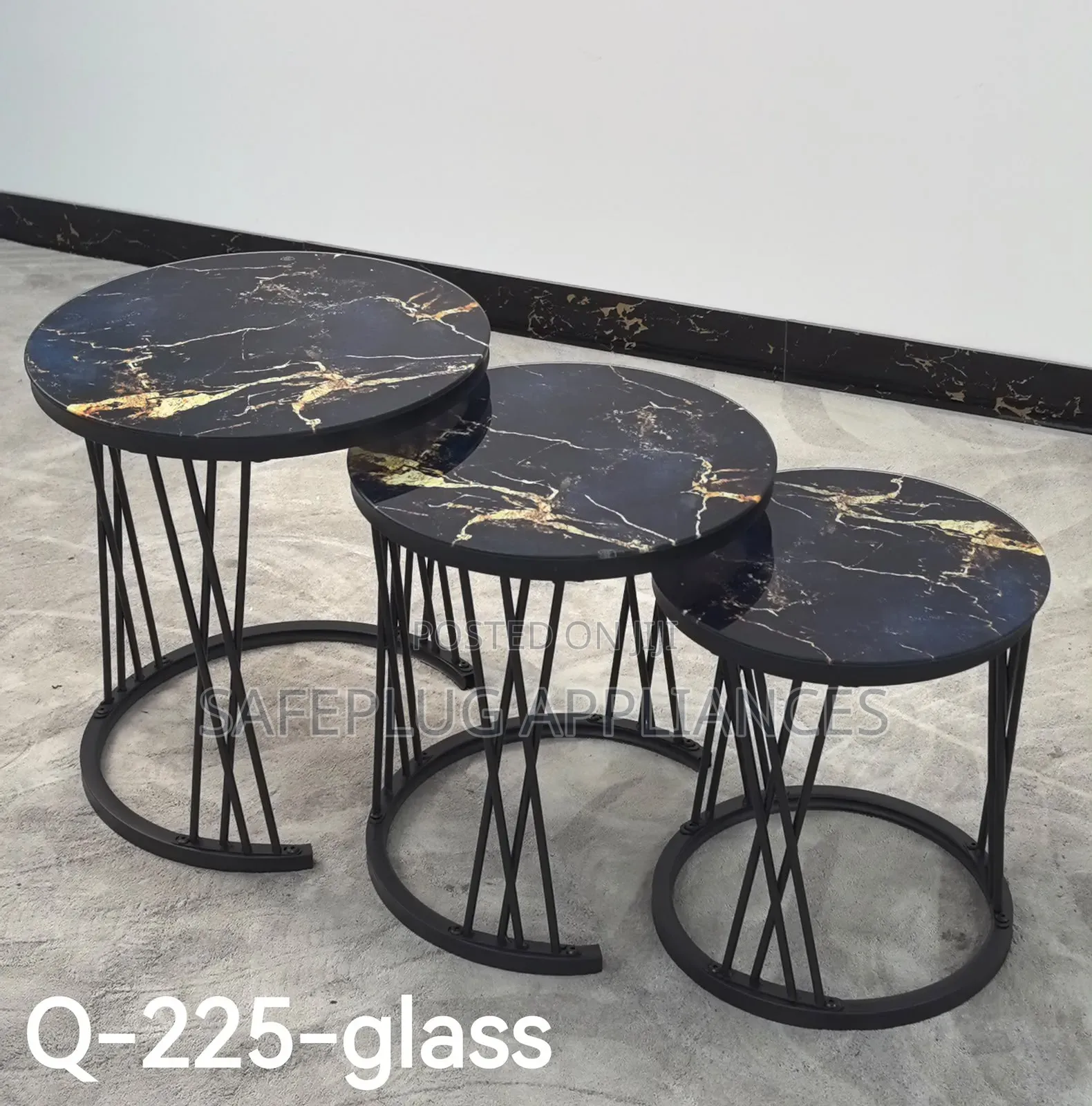 Executive 3-Piece Pure Marble Nesting Tables – Modern Stylish