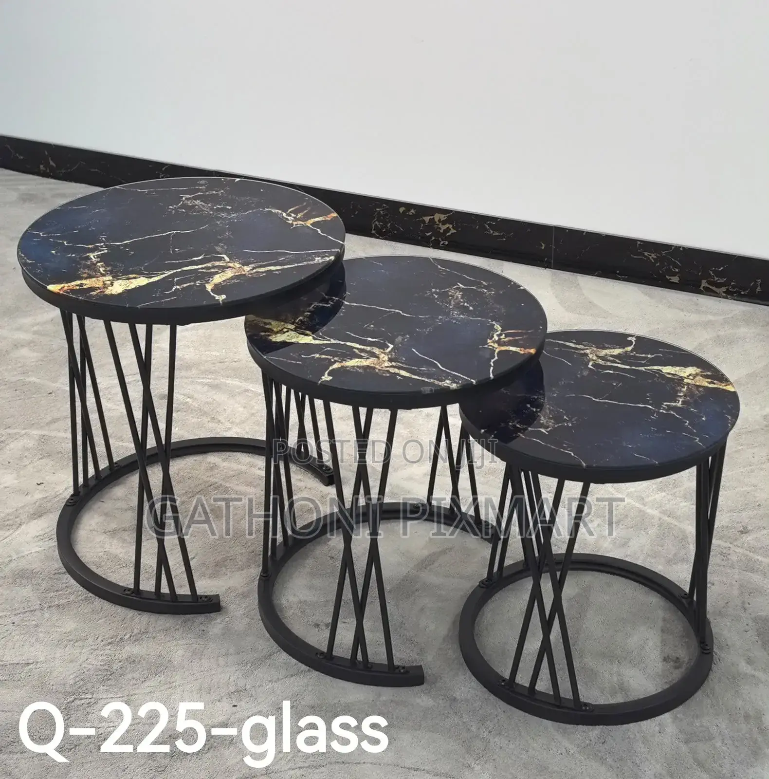 Executive 3-Piece Pure Marble Nesting Tables – Modern Stylish