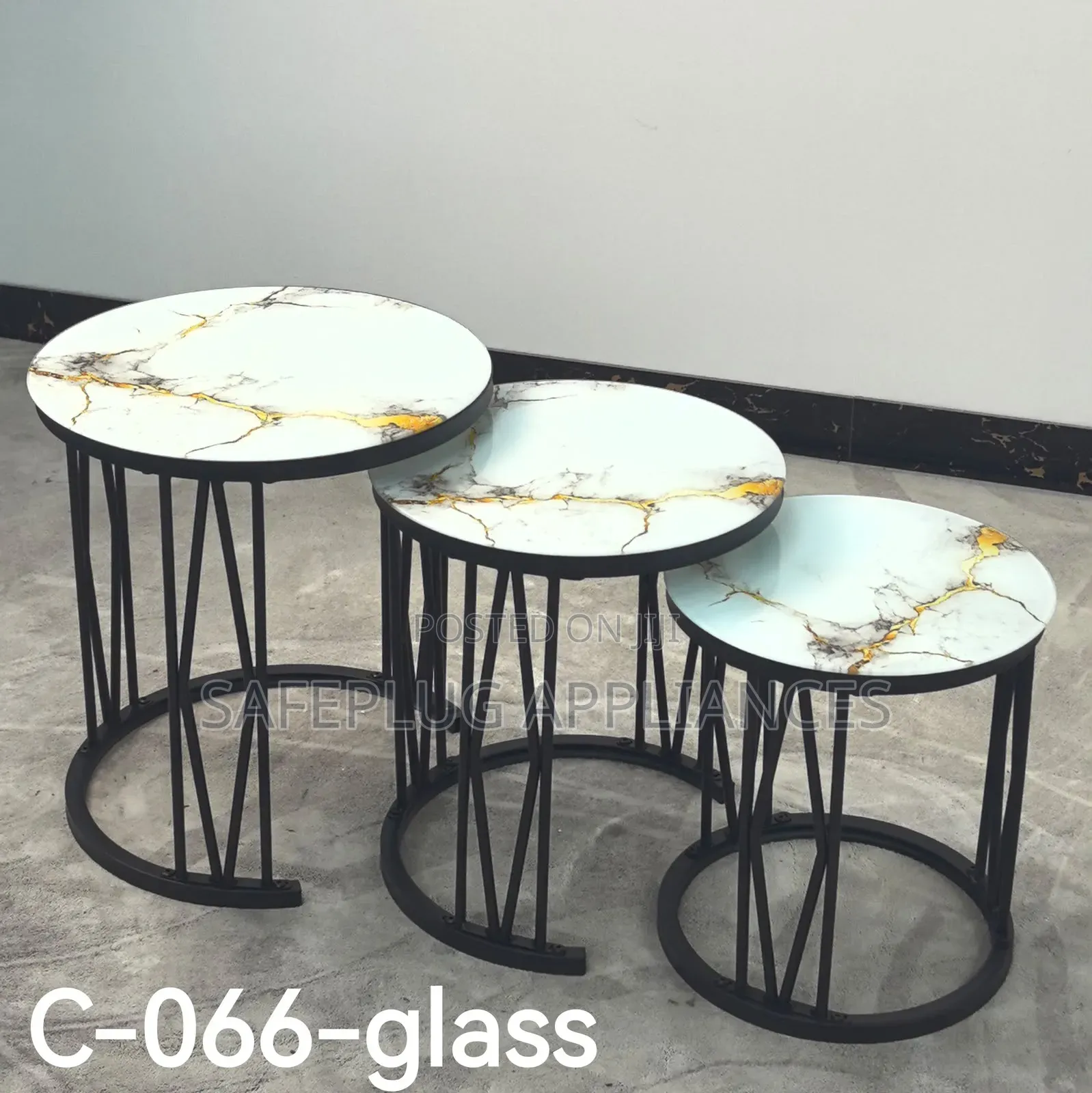 3-in-1 Executive Pure Marble Nesting Coffee Table Set