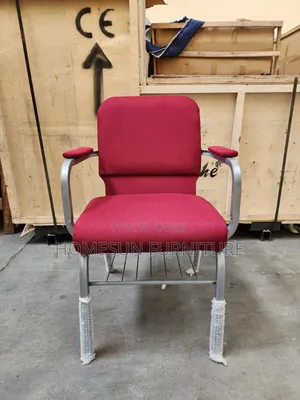 Red Fabric Visitor Chair With Armrests – Strong Metal Frame