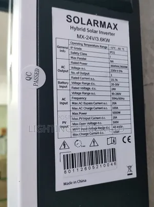 3.6kva Solarmax - 24v Hybrid Inverter 100A Inbuilt MPPT Controller